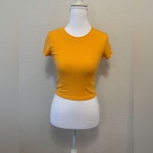 Wilfred‎ Free Aritzia Ribbed Crop Top XS Short Sleeve Crew Neck